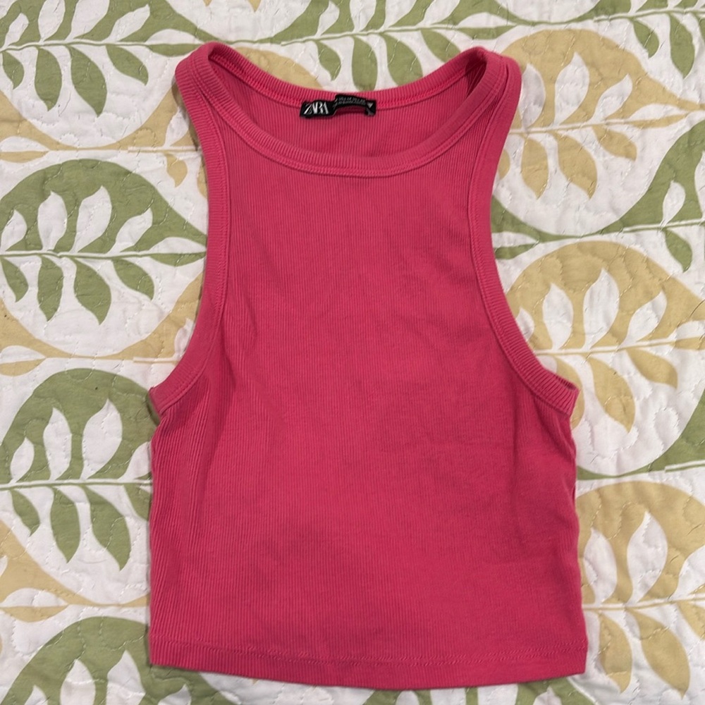Zara crop tank top pink size M